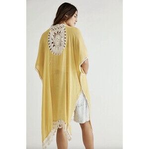 Free People Sunshine Crochet Kaftan Yellow color One Size Women’s Sundial